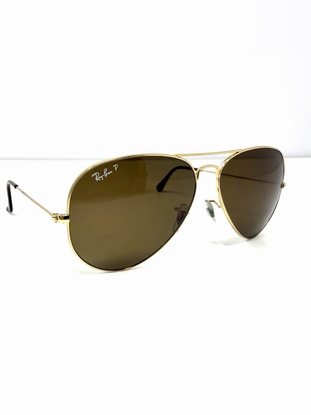 Ray Ban RB3025 Aviator Classic Sunglasses Gold Frame Polarized Brown Lenses GUC